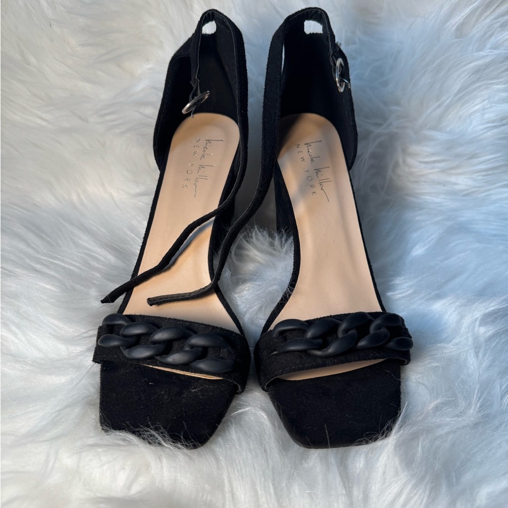 Nicole Miller Black Chain Heels